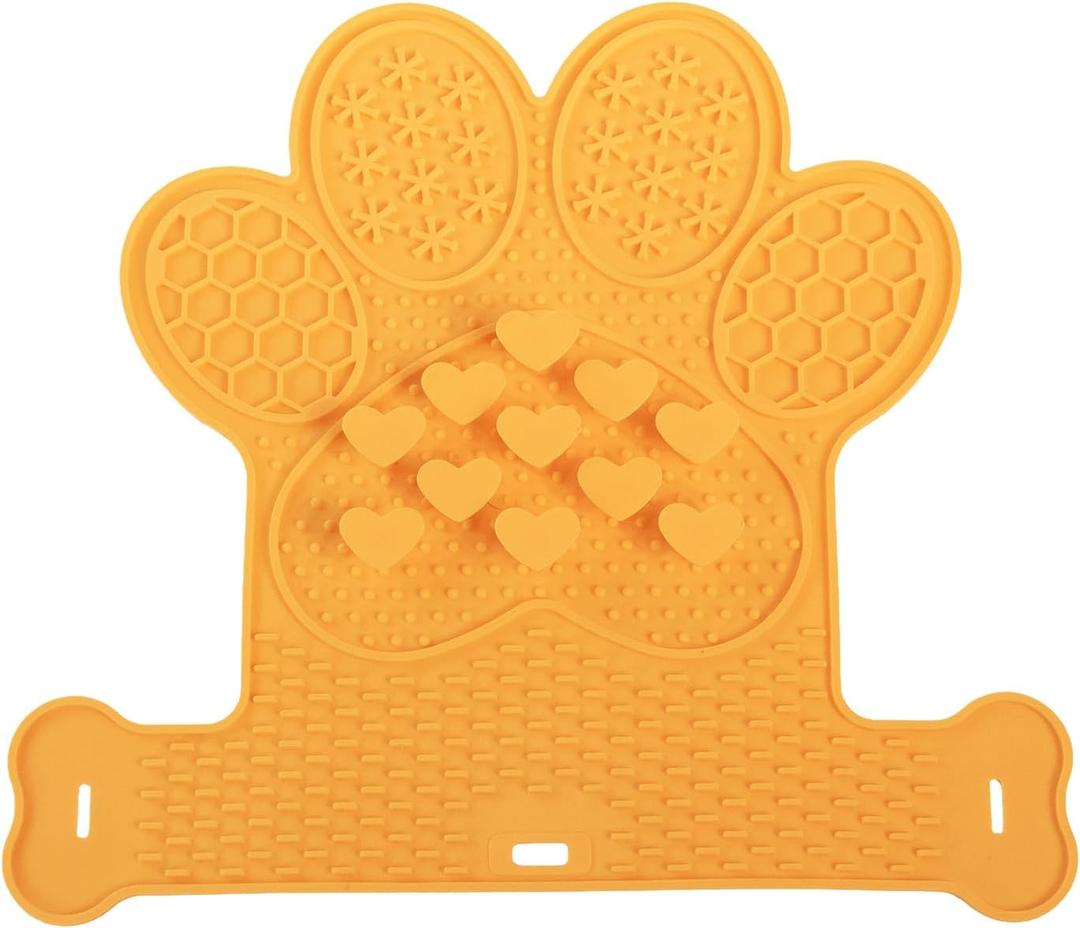 Dog Lick Mat with Suction Cups, Slow Feeder & Enrichment Mat for Dogs & Cats, Silicone Feeding Mat for Wet & Dry Food, Anxiety Relief, Mess-Free Foldable Pocket Design, Orange