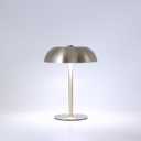 Portable LED Mushroom Table Lamp, 8.46'' Metal Small Cordless Desk Night Light with 5200mAh Rechargeable Battery, Stepless Dimming Lamp with 3 Colors for Bedroom/Bar/Coffee Shop (Silver)