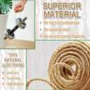 6mm Jute Twine String, 164 Feet 4 Ply Thick Heavy Duty Twine Rope for Crafts, Cat Scratching Post, Cats Toy Making, Gardening Plant, Packing, Bundling, Christmas, Wedding Decor
