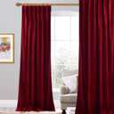 StangH Red Velvet Curtains Christmas Home Decor Back Tab Privacy Theater Curtains Room Darkening Thermal Insulated Drapes for Sliding Door Patio, W62 x L84 inches, 1 Panel