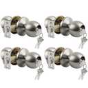 BESTTEN 4 Pack Door Knob with Lock and Key, Keyed Different Entry Door Knob, for Entrance and Front Door, Satin Nickel