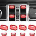 4PCS Upgraded Window Switch Button Cover Compatible with Jeep Wrangler JL JLU 2018-2025 and Gladiator JT 2020 2021 2022 2023 2024 2025 Wrangler 4xe Interior Accessories(Bright Red)