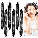 6 Pcs 17'' Soft Rollers for Long Hair Sleep, Large Heatless Curls Overnight, Soft Curler Sponge Roller to Sleep In, Flexible Heatless Curling Wand for Women Long Medium Hair Styling Tool(Black)