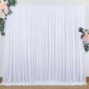 10 ft x 10 ft Wrinkle Free White Backdrop Curtains for Wedding Parties, Polyester Photography Backdrop Drapes for Birthday Parties Stage Backdrop Stand, 2 Panels 5x10FT Background Curtains
