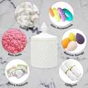 Qtip Holder Dispenser Apothecary Glass Jar - Bathroom Storage Canister for Cotton Ball, Pad, Hair Tie, Bath Salts, Floss - Vanity Organizer (White, Large)