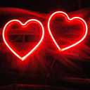 2Pcs Red Led Heart Sign,Battery Powered Neon Heart Valentine's Red Love Decorative Lamp for Wedding Marriage Girl Women Room Wall Decor, Christmas Valentines Gifts for Wifes.7.8x8.2In