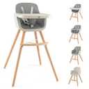 Foho Baby High Chair, Perfect 3 in 1 Convertible Wooden High Chair with Cushion, Removable Tray, and Adjustable Legs for Baby & Toddler (Beige)