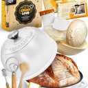 Dutch Oven Bread Baking - 5QT Enamel Bread-Dome - incl Sourdough Bread-Baking Suppliers like Dough Whisk Scoring Lame etc Bread-Oven Cast Iron for Sour dough Bread-Pan with Lid, Bread-making (White)