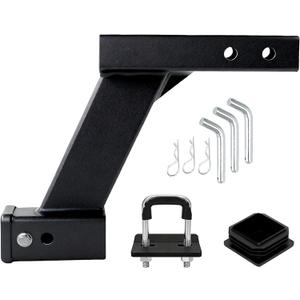 10000lbs 10-Inch Hitch Receiver Extension Riser, 2 Inch Receiver with 9" or 11" Adjustable Length & 10" Drop, Includes 3-Pack Hitch Pins, Universal Trailer Cap and Stabilizer - Trailer Hitch Adapter