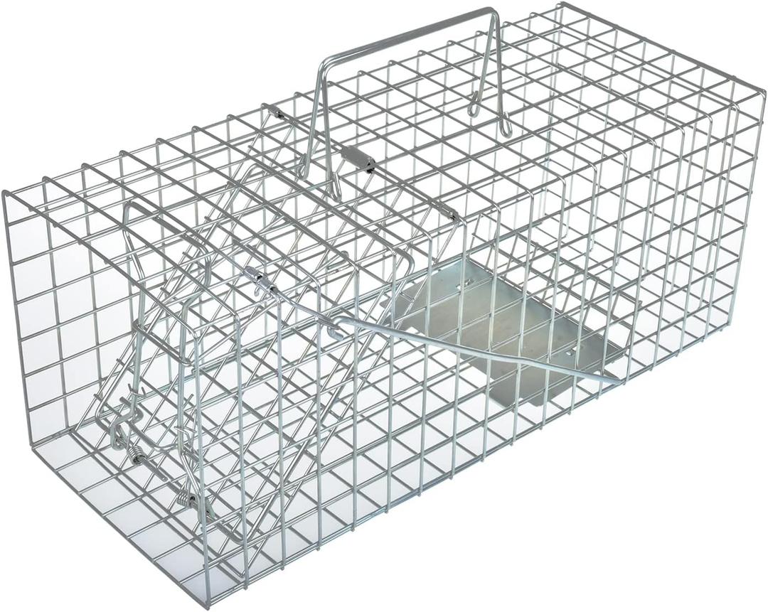 Heavy Duty Squirrel Trap Humane Live Animal Cage Trap for Squirrels, Small Rabbits, Weasels and Similar-Size Rodents (Silver)