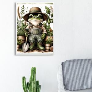 Diamond Painting Kits for Adults Beginners, Skull Butterfly Hummingbird Diamond Art Gift, 5D DIY Full Drill Round Rhinestone Gem Crafts for Halloween Christmas Home Wall Decor 12"x16" (Gardener Frog)