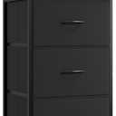 Somdot Small Dresser for Bedroom with 3 Drawers, Nightstand Storage Chest of Drawers with Removable Fabric Bins for Closet Bedside Living Room Laundry Entryway Hallway, Black Rustic Brown (11.8"D x 16.5"W x 28.2"H (3 Drawers))