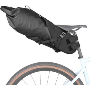 Rhinowalk 14L Bicycle Seat Bag, Waterproof Bike Bag, Mountain Road Bikes, Black, Adjustable Strap, Seat Mount