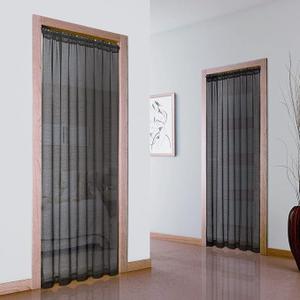 XTMYI Sheer Door Curtains for Doorway, 80 in Length, 50% Semi Privacy, Airy Lightweight Temporary Room Divider, Window Curtains for Bedroom Living Room 78-80 Opening, 80 Inches Long,Size: 52"W x 80"L (Pack of 2), Black 
