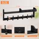 Coat Rack Wall Mount with Shelf, 27.5" Entryway Wall Hanging Shelf, Coat and Key Hanger with 10 Dual Hooks, Mail Organizer and Key Holder Hat Rack for Wall, Wood Coat Hooks with Storage
