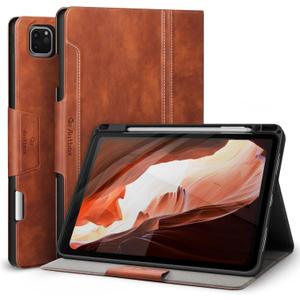 Antbox Case for iPad Pro 11 inch 4th Generation (2022)/3rd/2nd/1st Gen Vegan Leather with Pencil Holder Auto Sleep/Wake Function iPad Pro 11 Cover (Brown)