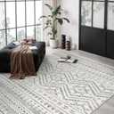 Miukiki 6x9 Area Rug for Living Room Moroccan Washable Rugs Non Slip Indoor Floor Carpet Foldable Large Soft Area Rug for Dining Room Bedroom with Low Pile(Grey,6'x9')