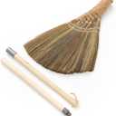 BMart Home Natural Whisk Broom Vietnamese Straw Soft Broom for Indoor-Outdoor Cleaning, Yard, Sofa, Car Hood, Decoration, 54.72-Inch Long (Natural Handle)