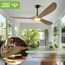 Haipeel 60 Inch Ceiling Fans with Lights, Propeller Solid Wood Ceiling Fans with Light and Remote Control for Outdoor Ceiling Fan with Light for Patio Farmhouse, DC ETL Listed, Bronze Gray