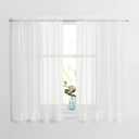 NICETOWN Voile Sheer Window Curtains for Small Window, Rod Pocket Elegant Airy Sheer Curtain Drapes for Nursery/Bedroom, W60 x L45, 2 Panels, Ivory