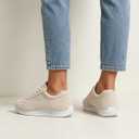 Women's Minimalist Suede Sneakers - Lace Up Casual Trainers in Beige for Everyday, Streetwear & Minimalist Outfits, 9.5