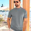 Vssjavun Men's Mock Neck Shirt Short Sleeve Turtleneck T-Shirt Slim Fit Pullover Casual Basic Tee (Gray, XXL)