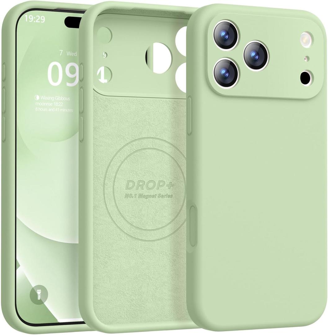 Ktele Magnetic for iPhone 17 Pro Case [Compatible with Magsafe] [Premium Silicone Satin-Smooth Touch] Slim Shockproof Anti-Scratch Microfiber Lining Case, 6.3 inch, Matcha