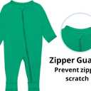 GUISBY Baby Pajamas with Mitten Cuffs - 2Pcs Girls Boys 2 Way Zipper Long Sleeve Rayon Sleepers, 0-3 Months