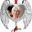 Memorial Christmas Photo Ornaments 2025 Angel Wings Sympathy Gifts for Loss of Loved One - Personalized Cardinal Picture Frame Ornament for Christmas in Heaven Tree Decor
