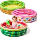 3 Pack 45" X 10" Inflatable Kiddie Pools, Watermelon & Pineapple & Cupcake Swimming Pool for Kids Seasonal Merriment, Indoor&Outdoor Water Pool Baby Swimming Pool Pit Ball Pool