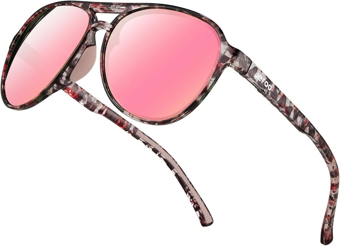 Jefoo Polarized Aviator Sunglasses for Women Men Retro Trendy Sports Sunglasses for Outdoor UV400 Protection