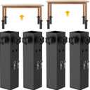 4 Pcs Table Leg Extenders for Folding Tables, 2 Levels/Heights Adjustable Table Leg Extensions, Metal Square Folding Desk Leg Risers, Raise Desk Height 3.5"/5.5" (Inner Diameter 1.86")