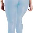 Faux Leather V-Back Leggings for Women High Waisted Tummy Control Sexy Fashion Ruched Butt Stretch Pu Pleather Tights (Blue, S)