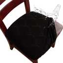 Genina Waterproof Dining Room Chair Cover Set of 6, Stretch Jacquard Seat Covers for Dining Room Chairs, Kitchen Parsons Chair Covers Slipcover Protector (Black)