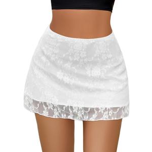 Avidlove Mini Skirt Lace Skirt for Women Sexy Half Slips Short Going Out Skirt Y2K Summer Skirts (Medium, White)
