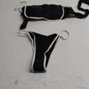 Saodimallsu Womens Bikini Sets Sexy Two Piece Bandeau String Top Thong Bottom Color Block Swimsuits Bathing Suit, Medium