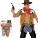 Cowboy Toys Gun and Western Holster Set for Adults, Toy Revolver and Adjustable Belt Halloween Costume Accessory for Men and Women (37-43 Inches)