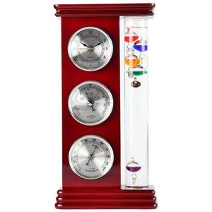 Lily's Home Analog Weather Station with Galileo Thermometer, Precision Quartz Clock (Silver), Barometer & Hygrometer, Gift for Family or Friends, Indoor and Outdoor Home Dcor (6" L x 2" W x 12" H)