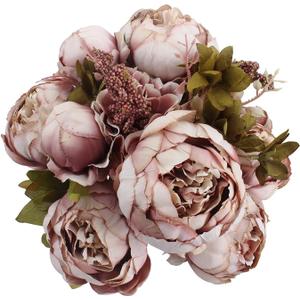 Duovlo Fake Flowers Vintage Artificial Peony Silk Flowers Wedding Home Decoration,Pack of 1 (Sweetened Bean) (20.87*3.5)