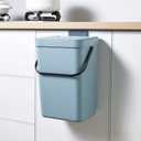 Kitchen Compost Bin - 3.2 Gallons Hanging Trash Can with Lid for Kitchen Bathroom, Under Sink Trash Can, Outdoor Compost Bucket with Lid, 12L(Subtle Blue)