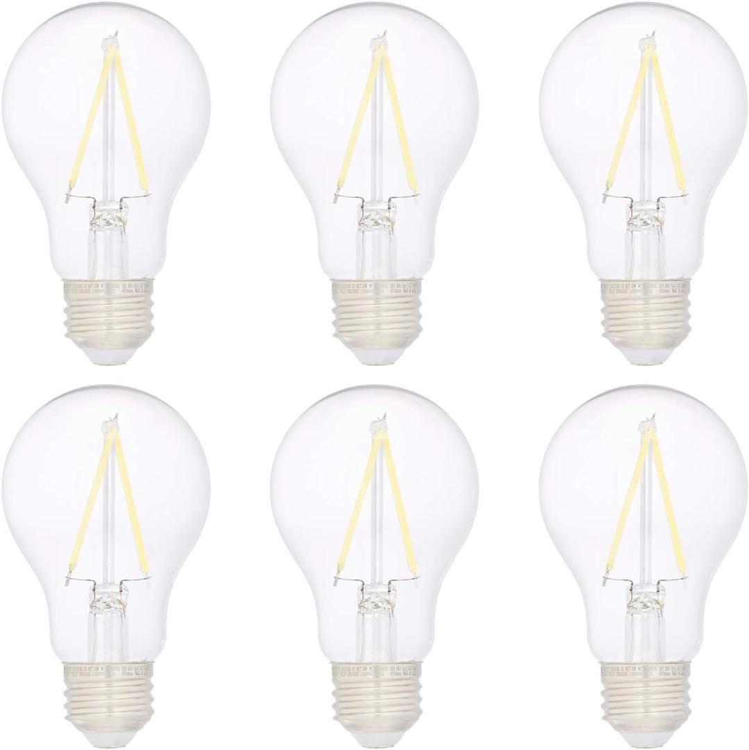 Amazon Basics A19 LED Light Bulbs, 40W Equivalent, Daylight White 5000K, Non-Dimmable, Energy Efficient 3.5W, 10,000 Hour Lifetime, 6-Pack