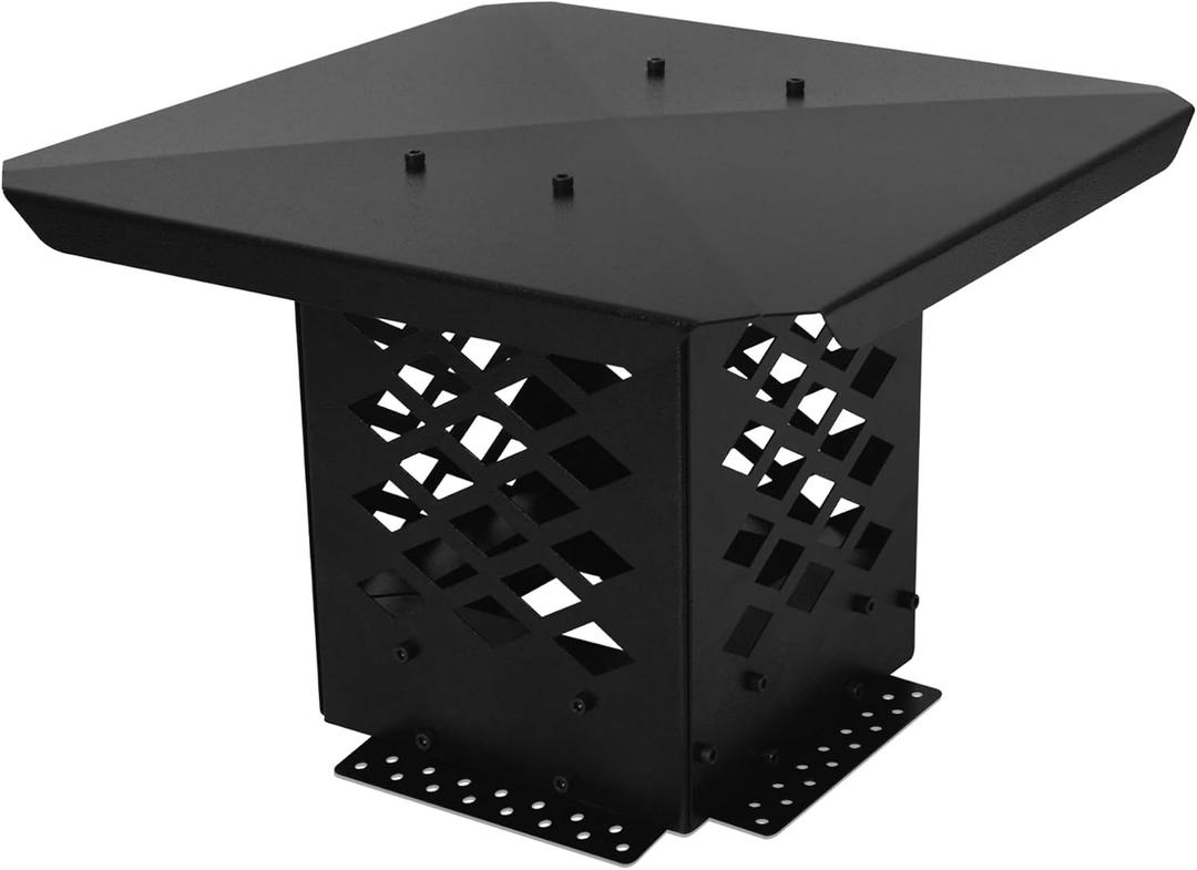 Chimney Cap 8" x 8" Chimney Cover Fireplace Chimney Caps All Weather Chimney Covers Adjustable Bottom and Side Mount Suitable for Outside Existing Clay Flue Tile Sizes Galvanized Steel Black