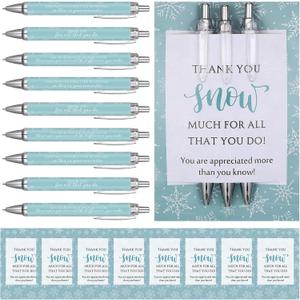 Sayglossy 75 Pcs Snowflake Pens for Coworkers Bulk Winter Ballpoint Pens with Thank You Cards Teacher Appreciation Gifts for Coworker Employee Team Staff Office (Snowflake)