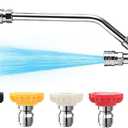 Foam Cannon Dual Connector Accessory, Pressure Washer Double Tip Attachment for Foam Blaster with 5 Pressure Washer Sprayer Nozzles, 1/4" Quick