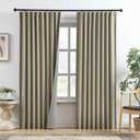 RAIN CITY Light Taupe Blackout Textured 90 Inch Long Linen Blend Curtain Draperies Back Tab with Hooks - Energy Saving Thermal Insulated Curtains for Living Room (2 Panels,W 50 x L 90 Inch)