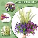 INQCMY Artificial Flowers for Outdoor 12 Pcs Faux Silk Daisy and 1 Pcs Fake Long Leaved Grass UV Resistant Tall Ferns for Home Doorway Courtyard Garden Backyard Decorative