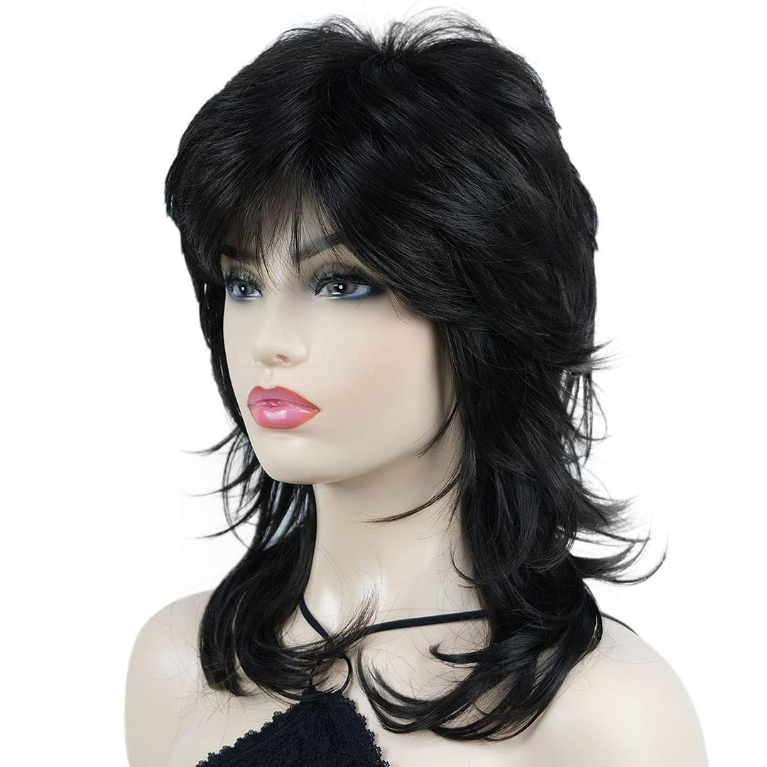 Wiginway Long Shaggy Layered Hair Natural Straight Wavy Shags Wig Soft Syhthetic Hair (#4 Dark Brown)