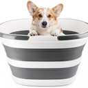 28L Large Collapsible Mop Bucket with Handle for Cleaning, Silicone Portable Pet Bathtub for Puppy Small Dogs Cats, Foldable Laundry Basket Hamper Clothes Storage Bin Space Saving Design for RV Home