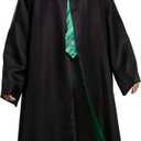 Harry Potter Robe, Deluxe Wizarding World Hogwarts House Themed Robes for Adults, Movie Quality Dress Up Costume Accessory (Black, L)