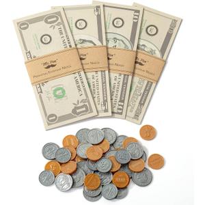 Mr. Pen - Play Money for Kids, 150 Pcs, Ages 3+, Realistic Fake Cash and Coins